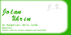 jolan uhrin business card